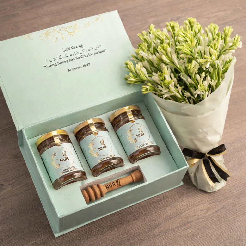 Combination 20 - Honey Gift Box & Tuberose Bouquet