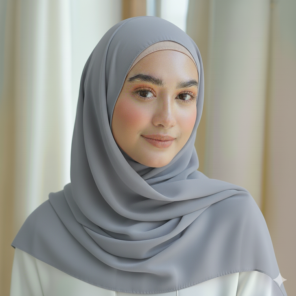 Light Gray Georgette Chiffon Hijab