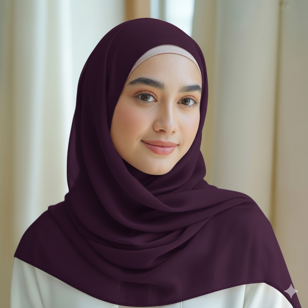 Purple Georgette Chiffon Hijab