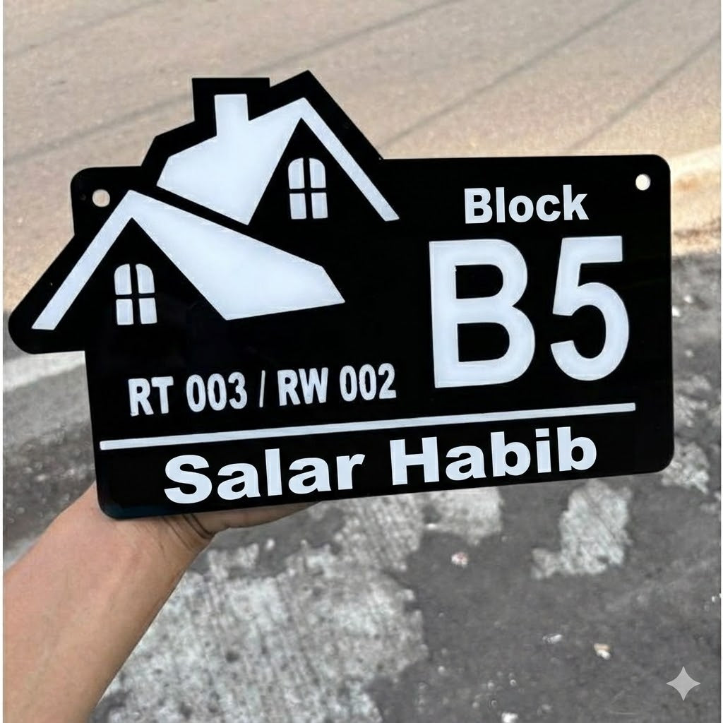 Hutt Shape Name Plate Design for Villa