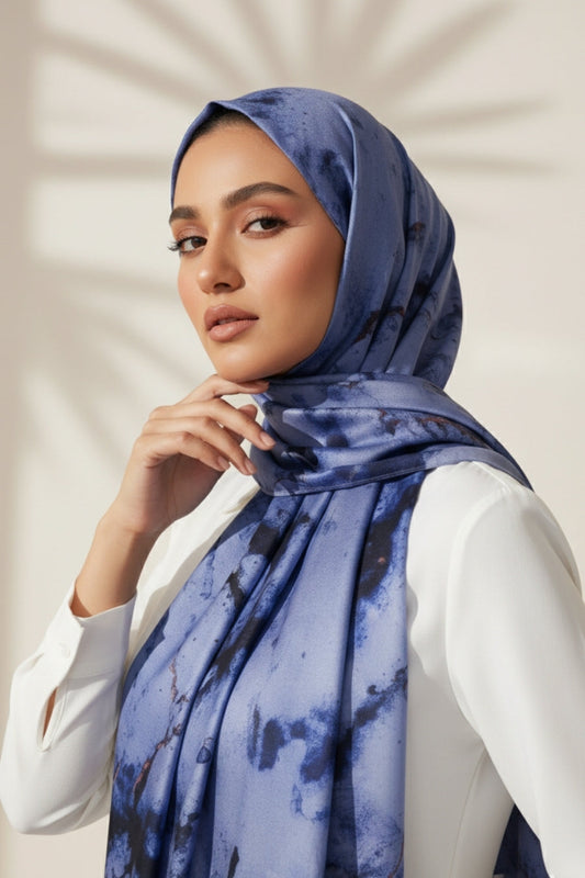 Printed Viscose Modal Hijab - Azure Flow