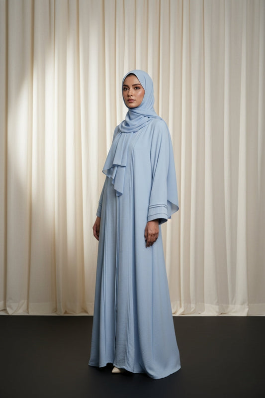 Textured Ice Blue Abaya
