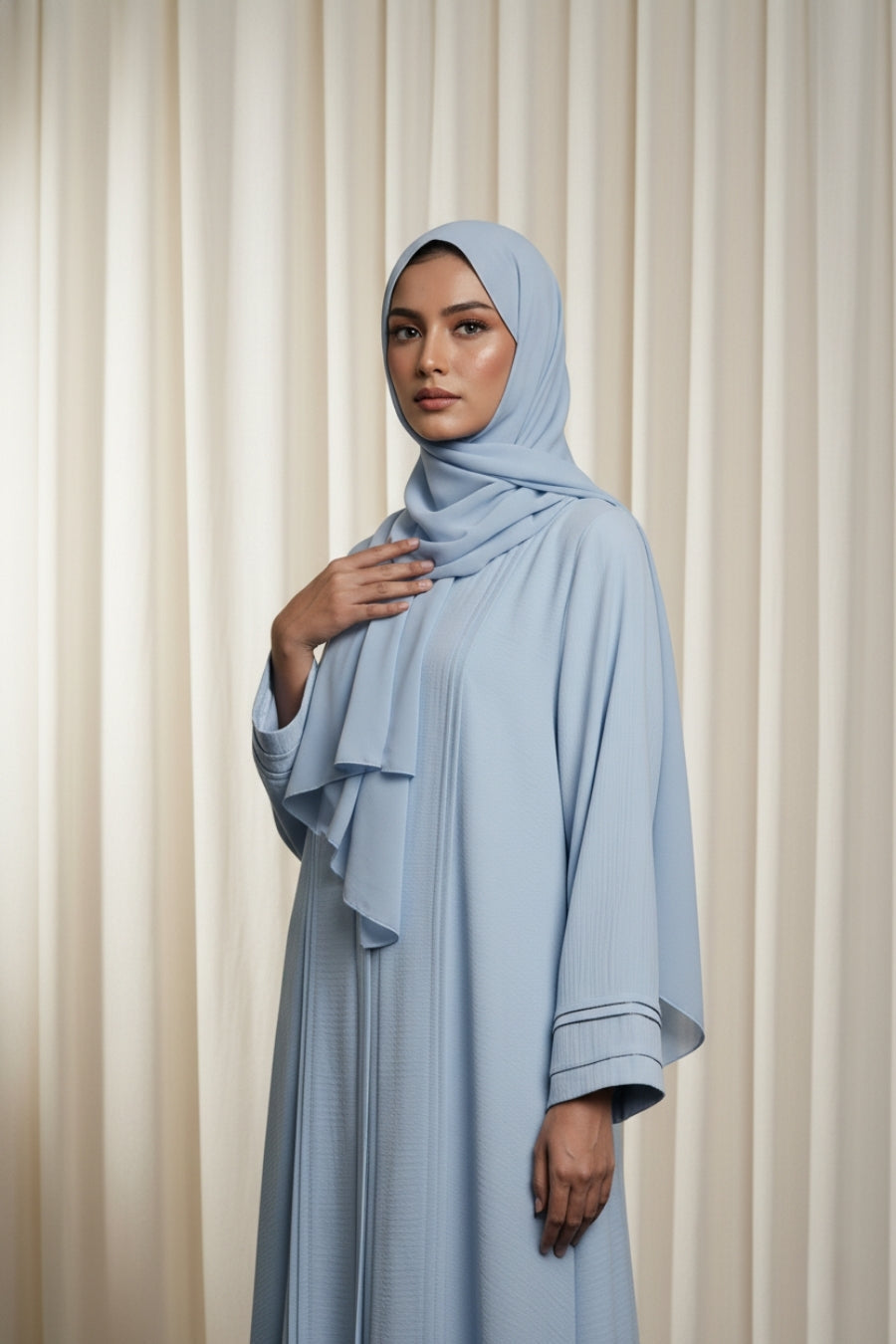 Textured Ice Blue Abaya