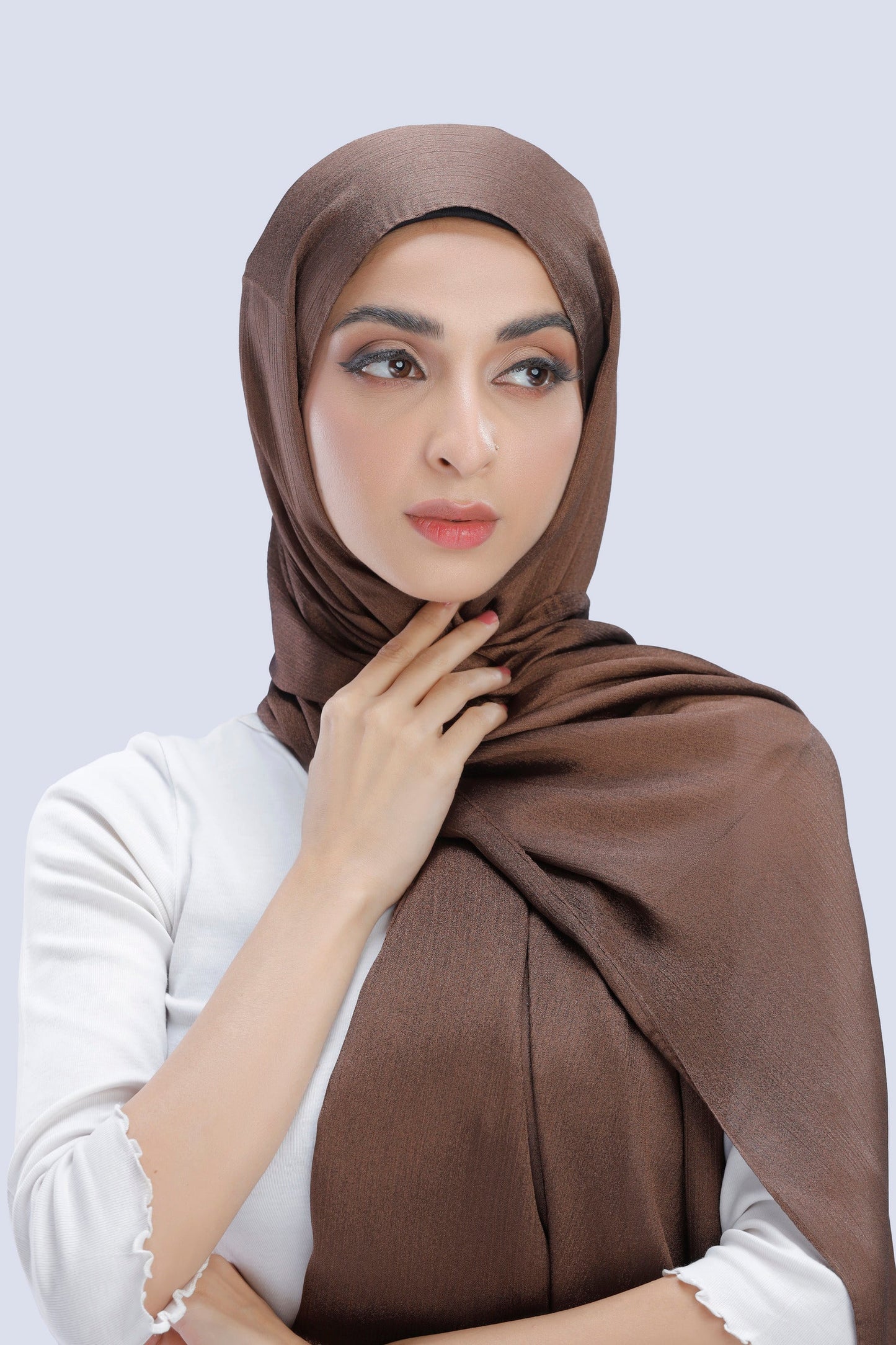 Metallic Chiffon - Dark Brown