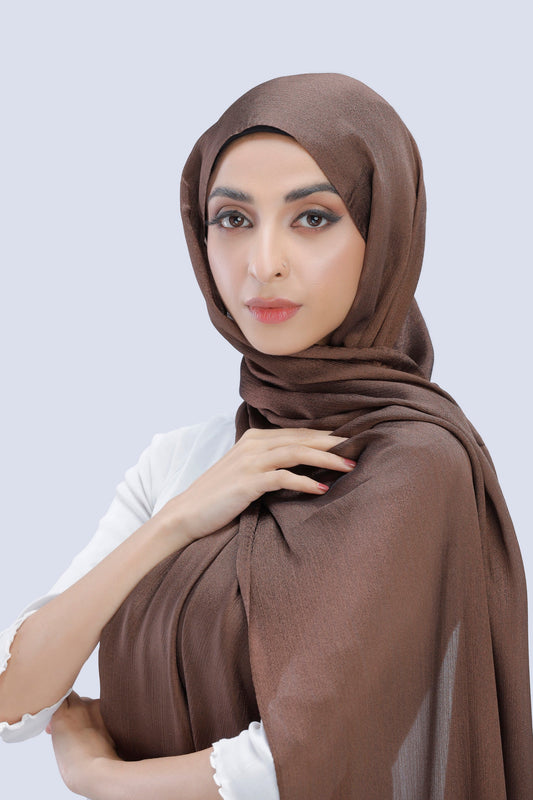 Metallic Chiffon - Dark Brown