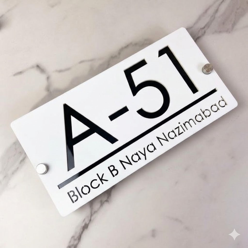 White and Black Acrylic Name Cut