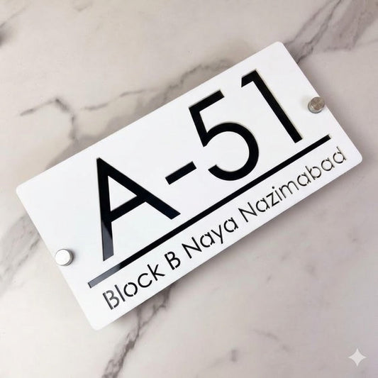 White and Black Acrylic Name Cut