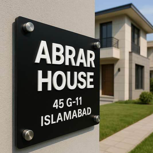 Acrylic black 12 x 12 house name plate