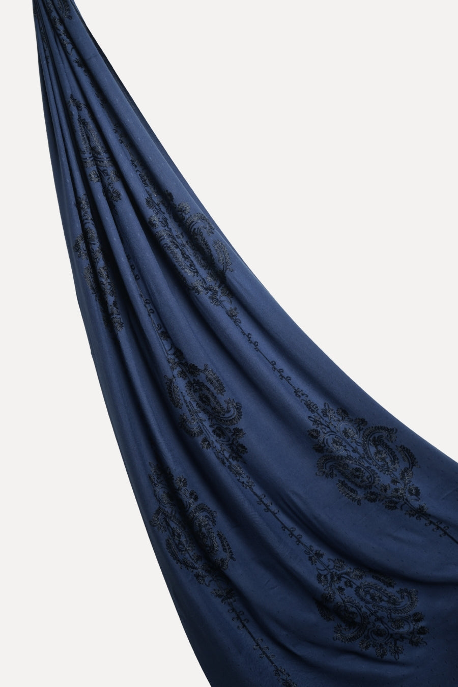 Self Embroidery Lawn Hijab - Cornish blue