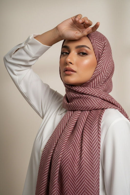 Classic Patterned Cashmere - Dusty Rose