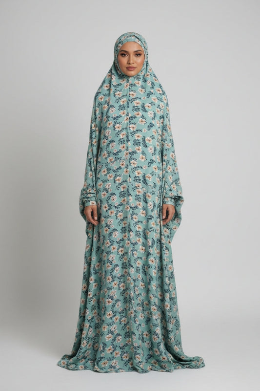 Printed Namaz Chaddar - Green Flower
