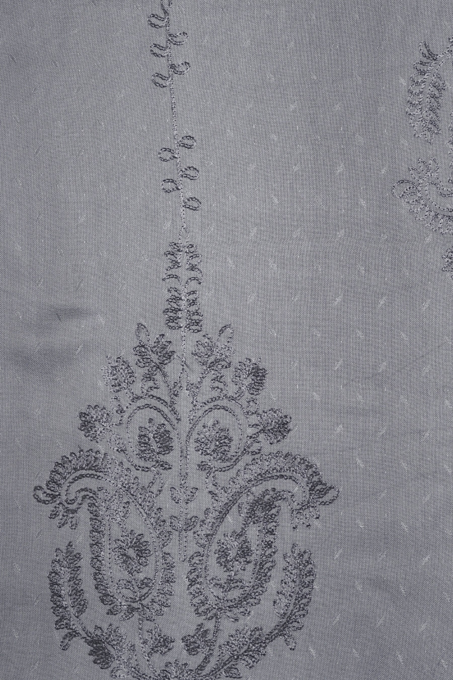 Self Embroidery Lawn Hijab - Grey