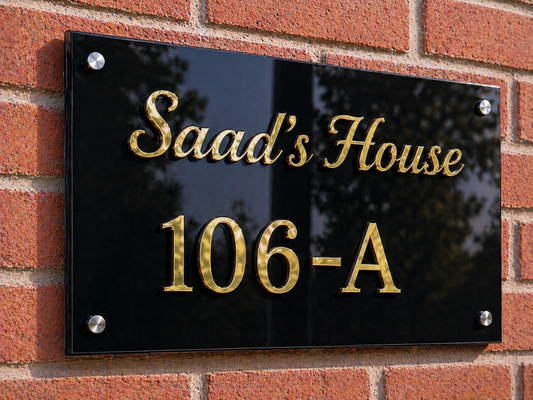 Black Golden 3D letters Name plate