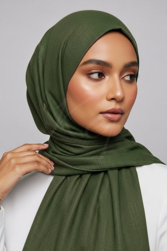 Turkish Lawn XL Hijab - Jungle Green