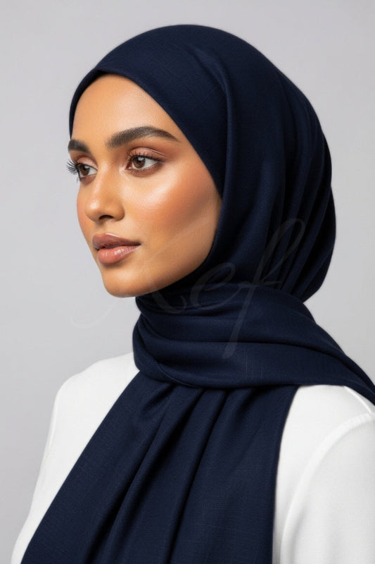 Turkish Lawn XL Hijab - Navy Blue