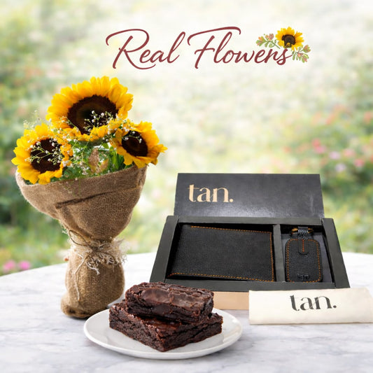 Combination 23 - Sunflower Bouquet, Brownies & Men's Wallet Gift Set Combo