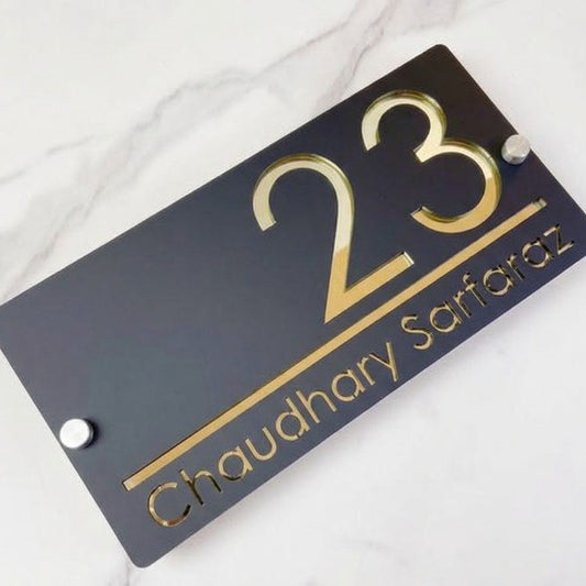 Golden and Black Acrylic laser cut name plate