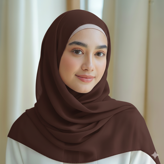 Dark Brown Georgette Chiffon Hijab