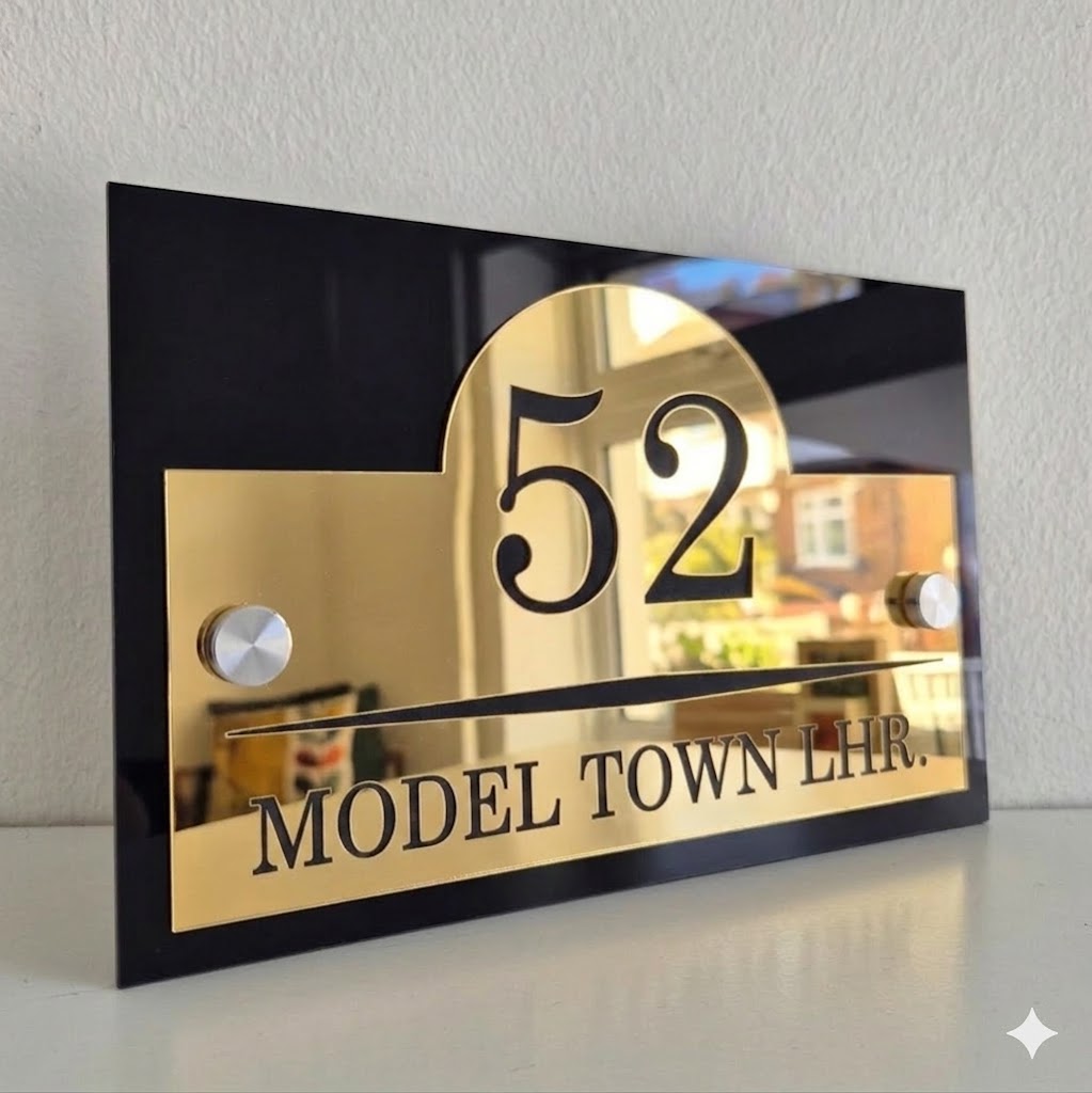 Block Arch Golden and Black Acrylic Name sign