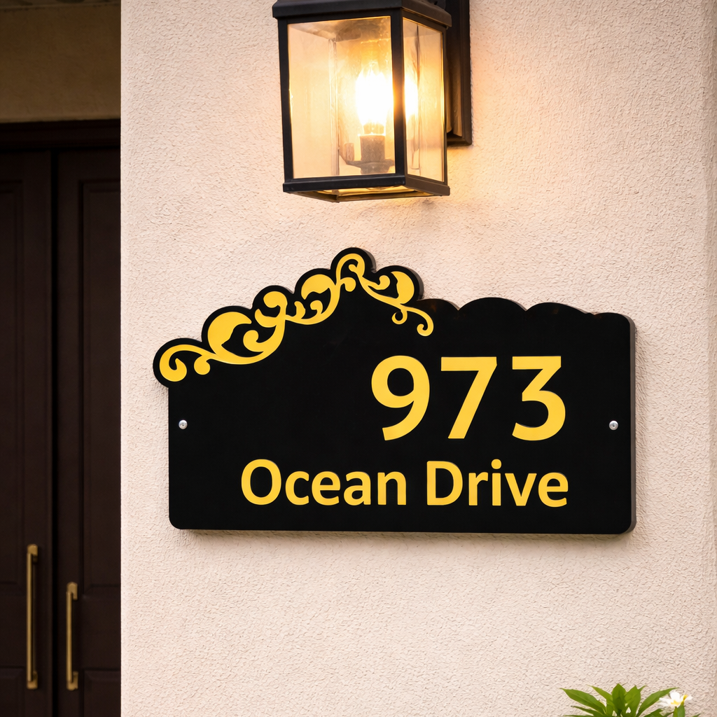 Floral Corner House name plate