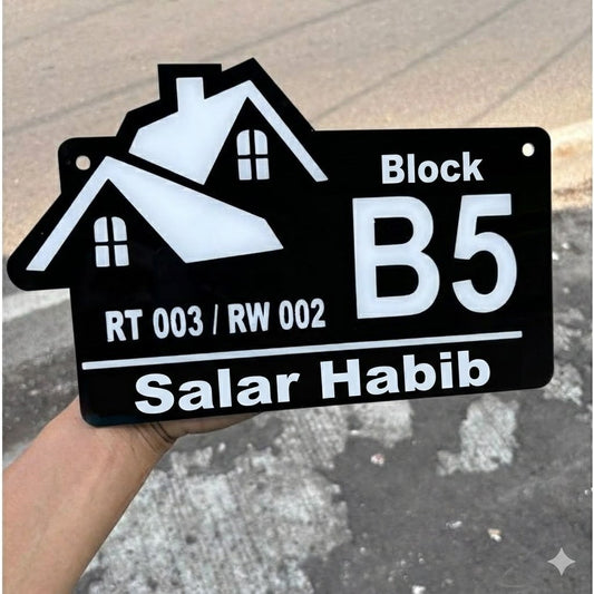 Hutt Shape Name Plate Design for Villa