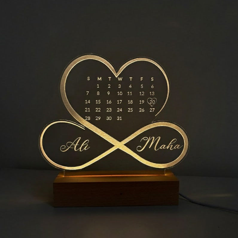 Heart Calendar Led Table Lamp